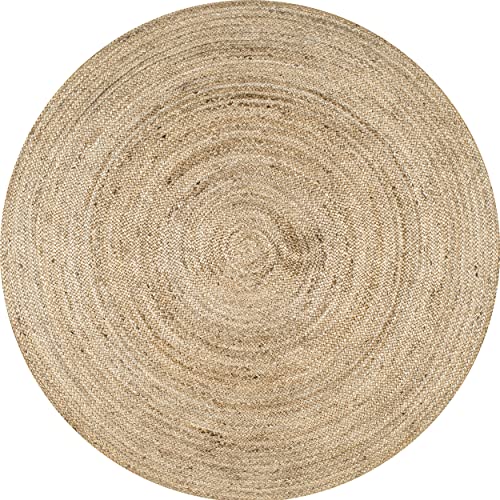 nuLOOM 6x9 Rigo Jute Hand Woven Area Rug, Natural, Solid Farmhouse Design, Natural Fiber, For Bedroom, Living Room, Dining Room, Hallway, Office, Kitchen, Entryway