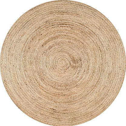 nuLOOM 6x9 Rigo Jute Hand Woven Area Rug, Natural, Solid Farmhouse Design, Natural Fiber, For Bedroom, Living Room, Dining Room, Hallway, Office, Kitchen, Entryway