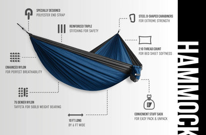 Bear Butt Camping Hammock - Hammock - Camping Gear - 2 Person Hammock - Backpacking Tree Hammock - Double Hammock Camping - Hiking Gear - Portable Hammock for Camping - Travel Hammock - Outdoor