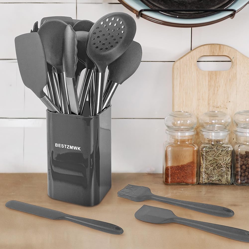 Kitchen Utensil Set-Silicone Cooking Utensils-33 Kitchen Gadgets & Spoons for Nonstick Cookware-Silicone and Stainless Steel Spatula Set-Best Kitchen Tools, Useful Pots and Pans Accessories