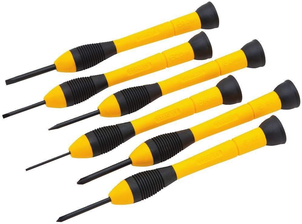 Stanley Tools 6-Piece Precision Screwdriver Set, Black/Yellow