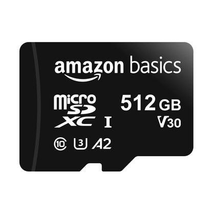 Amazon Basics Micro SDXC Memory Card with Full Size Adapter, A2, U3, Read Speed up to 100 MB/s, 128 GB, Black