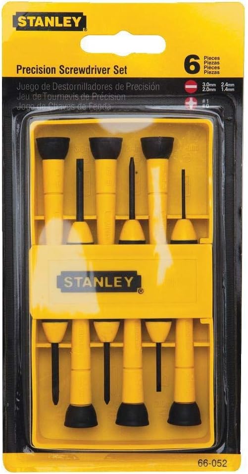 Stanley Tools 6-Piece Precision Screwdriver Set, Black/Yellow