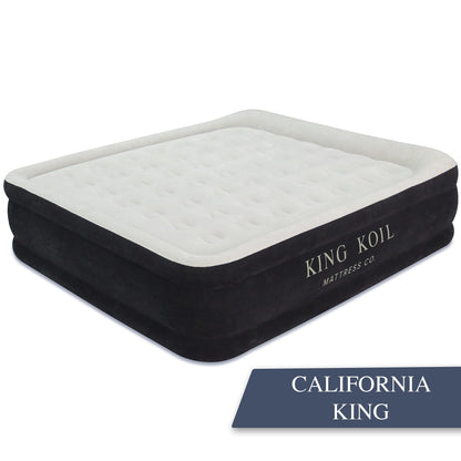 King Koil Plush Pillow Top King Air Mattress with Built-in High-Speed Pump Best for Home, Camping, Guests, 20" King Size Luxury Double Airbed Adjustable Blow Up Mattress, Waterproof, 1-Year Warranty.