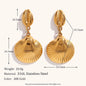 Conch scallop patchwork earrings are fashionable, simple, luxurious, stainless steel plated earrings for women