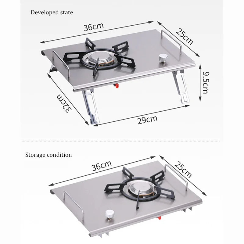 Camping Gas Stove Foldable IGT Gas Stove 4000W Stainless Steel Camping Table Stove Portable Outdoor Picnic Desktop Furnace