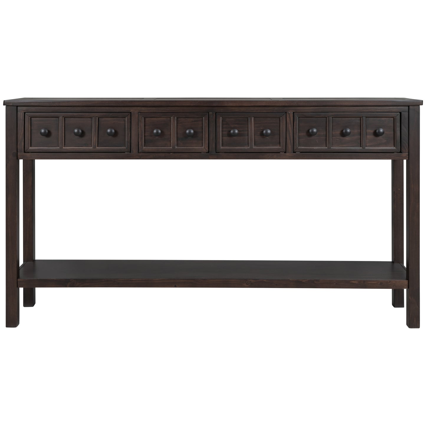 TREXM Rustic Entryway Console Table 60" Long Sofa Table with two Different Size Drawers and Bottom Shelf for Storage (Espresso)