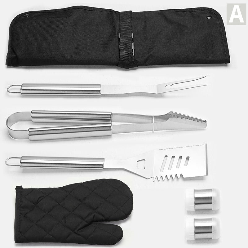 Stainless Steel Grill Apron Multifunctional Grill 6 Piece Set Outdoor Tool Combination