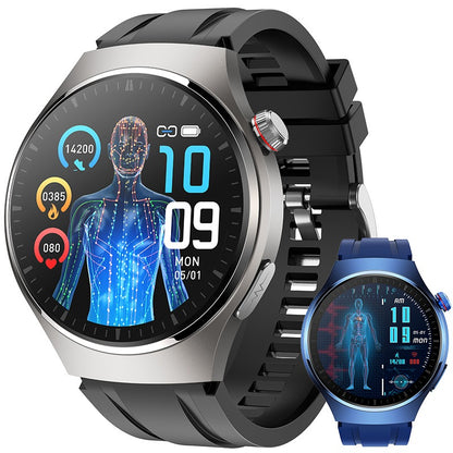 Smart watch non-invasive blood glucose measurement AMOLED ECG heart rate monitoring Bluetooth call sports watch