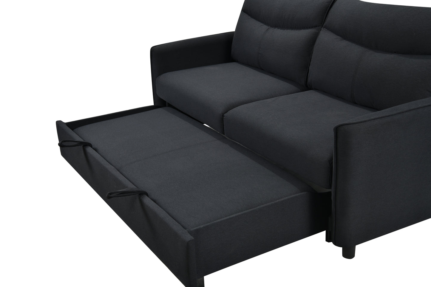 3 in 1 Convertible Sleeper Sofa Bed Modern Fabric Loveseat Futon Sofa Couch w/Pullout Bed Black