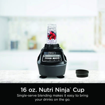 Ninja BL770 Mega Kitchen System, 1500W, 4 Functions for Smoothies, Processing, Dough, Drinks & More, with 72 Blender Pitcher, 64 Processor Bowl, (2) 16-oz. to-Go, Black, with 2 Nutri Cups + Lids