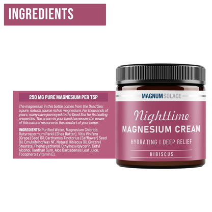 Magnesium Lotion – Nighttime Magnesium Cream – Apply to Legs, Arms or Chest - Topical Magnesium Chloride – USA Made and Safe for Kids (Lavender)