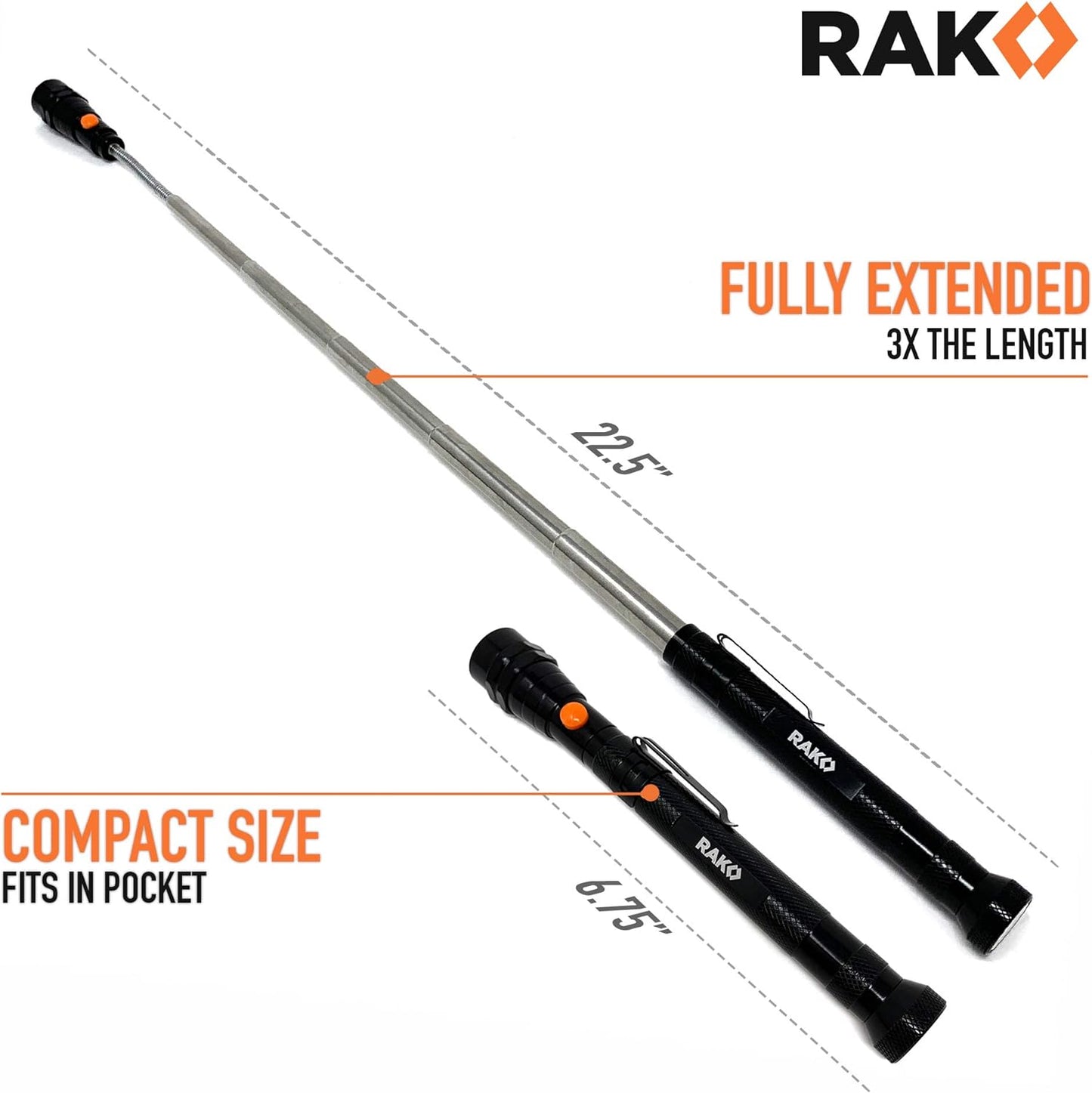 RAK Magnetic Pickup Tool Gifts for Men - Telescoping Magnet with LED Flashlight and 22 Inches Extendable Neck - Cool Gadget Gifts for Dad - LED Flashlgiht