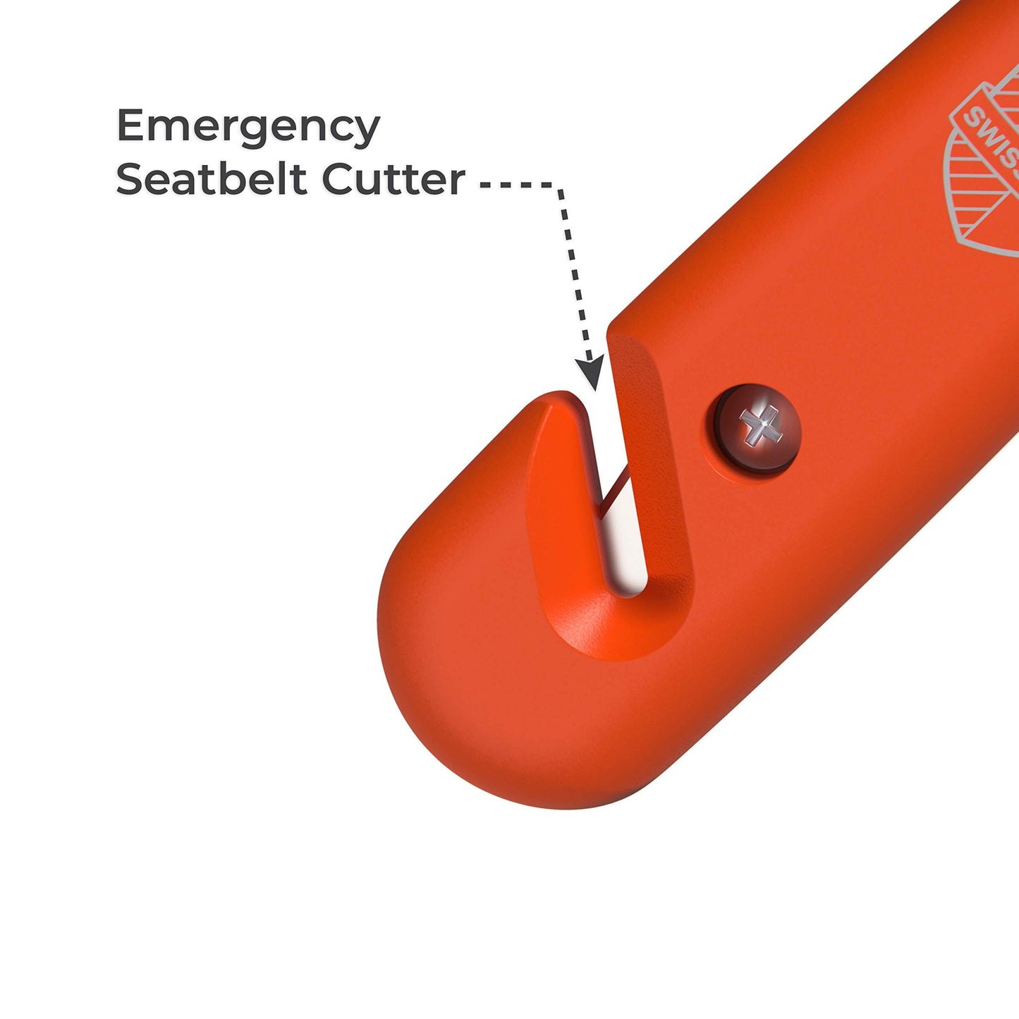 Swiss Safe 5-in-1 Car Safety Hammer, Emergency Escape Tool with Car Window Breaker and Seatbelt Cutter, Orange