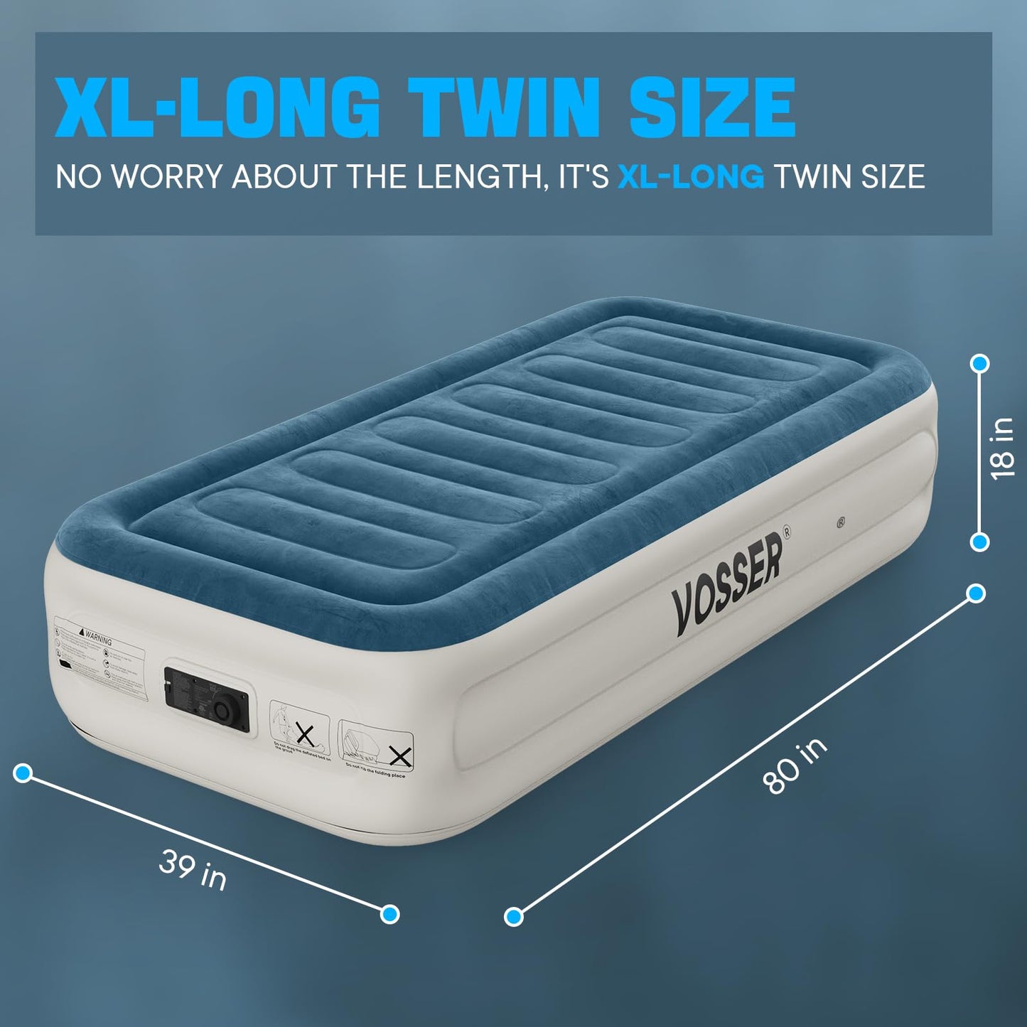 Twin Air Mattress with Built-in Pump,Fast & Easy Inflation/Deflation Inflatable Mattress, Foldable Blow Up Mattress with Storage Bag, Inflatable Bed for Home, Camping & Guests