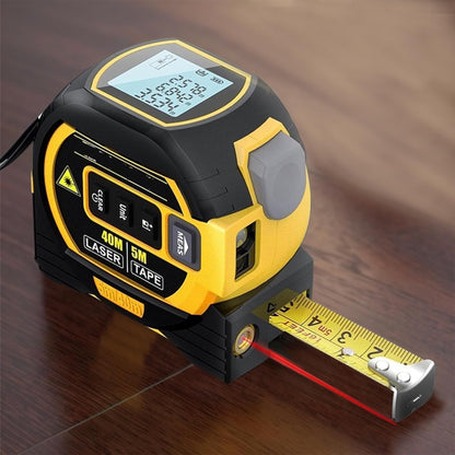 3-in-1 Digital Laser Tape Measure: 131Ft/40m Infrared Laser Measuring Tape with Digital Display, 16ft/5m Electronic Tape Measure Laser, Pythagorean, Area, Volume, Ft/Ft+in/in/M Unit (Yellow)