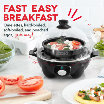 DASH Rapid Egg Cooker: 6 Egg Capacity Electric Egg Cooker for Hard Boiled Eggs, Poached Eggs, Scrambled Eggs, or Omelets with Auto Shut Off Feature - Aqua, 5.5 Inch (DEC005AQ)