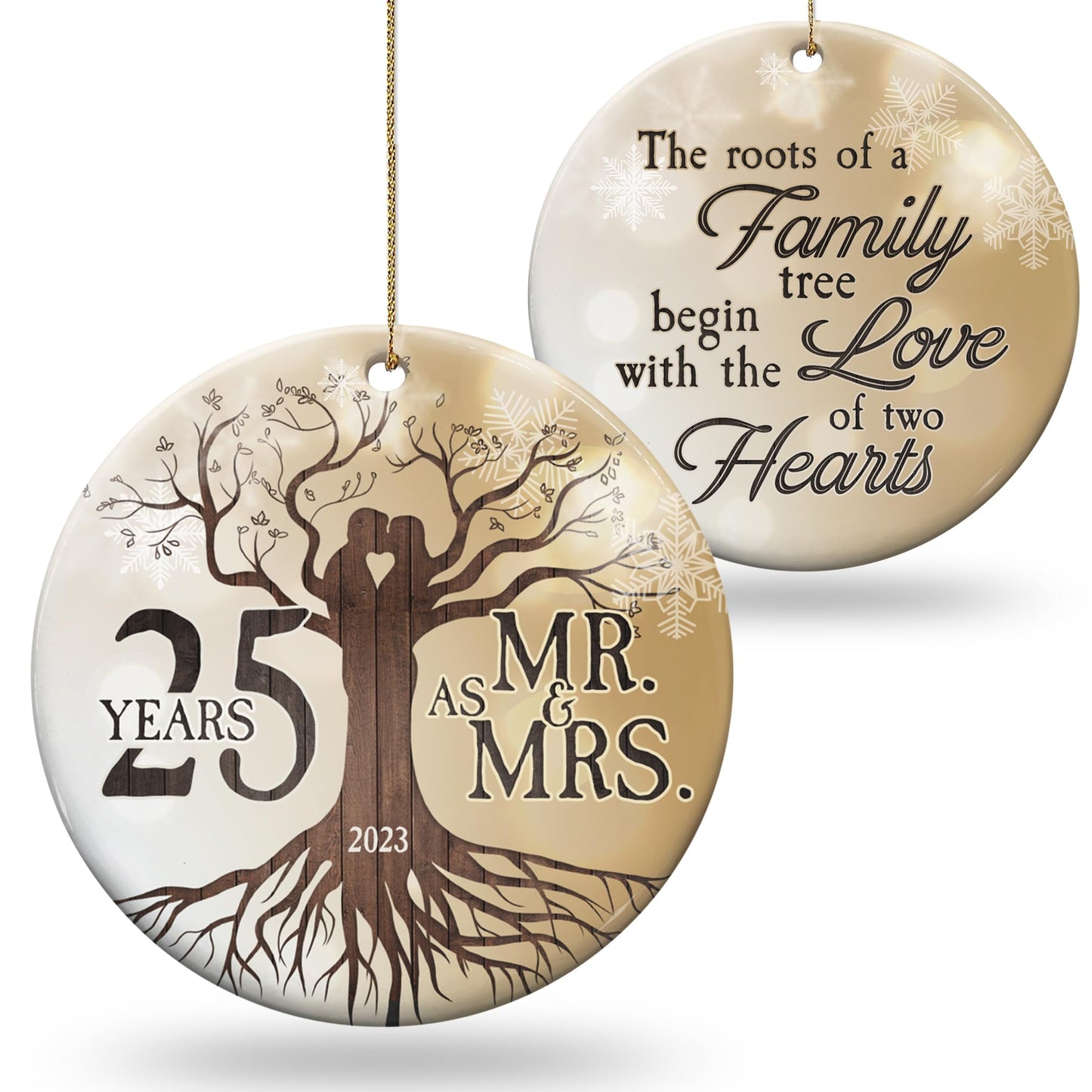 30th 2024 Wedding Anniversary Ornament - Christmas Ceramic Ornament Gift Anniversary for Couple, Parents, Friend Her Him - 30th Wedding Anniversary Present Holiday Decoration Hanging Ornament