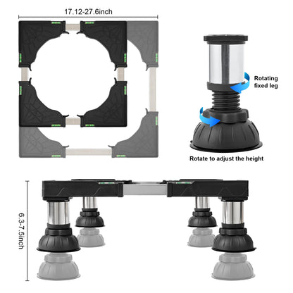 I'SMARTMOON Mini-Fridge-Stand 4 Strong Feet，Adjustable Dolly Washing Machine Stand Base，for Furniture Portable Refrigerator Dryer Stand Black…