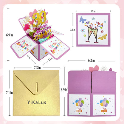 YiKaLus Happy 30th Wedding Anniversary Pop Up Card for Her Him,Great 3D 30 Years Together Gift for Husband Wife,Best Thirty Years Married Gift Idea for Him Her,Happy 30 Anniversary Card for Parents