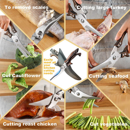 Upgrade Heavy Duty Stainless Steel Kitchen Scissors,Multipurpose Ultra Sharp Utility Scissors, Professional Poultry Shears for Bone, Chicken, Meat, Fish, Turkey,Vegetables,Barbecue Scissors.