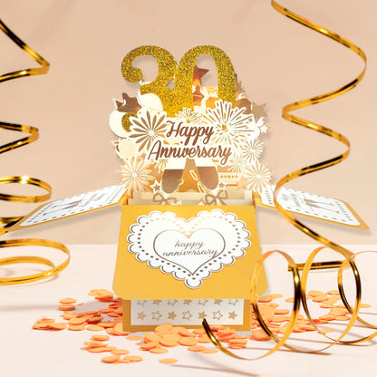 YiKaLus Happy 30th Wedding Anniversary Pop Up Card for Her Him,Great 3D 30 Years Together Gift for Husband Wife,Best Thirty Years Married Gift Idea for Him Her,Happy 30 Anniversary Card for Parents