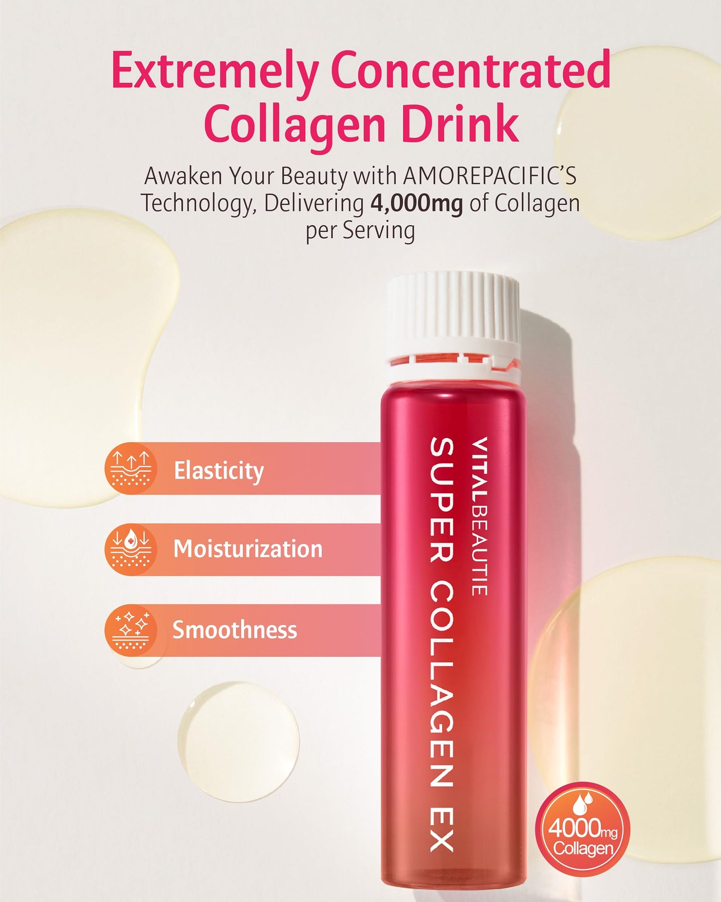 Super Collagen EX (Liquid Marine Collagen) Containing Biotin, Vitamin C, Hyaluronic Acid, L-Glutathione by AMOREPACIFIC Korean Skincare - 28 Servings