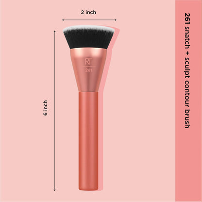 Real Techniques Glow Round Base Makeup Brush, For Liquid & Cream Makeup, Flat Top Foundation Brush For Buffing & Blending Up Coverage, Dense Synthetic Bristles, Vegan & Cruelty Free, 1 Count