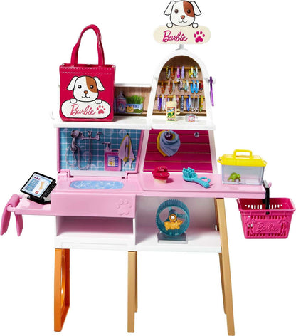 Barbie Doll & Playset, Pet Boutique with 4 Pets, Color-Change Grooming Feature & 20+ Themed Accessories