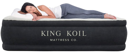 King Koil Plush Pillow Top King Air Mattress with Built-in High-Speed Pump Best for Home, Camping, Guests, 20" King Size Luxury Double Airbed Adjustable Blow Up Mattress, Waterproof, 1-Year Warranty.