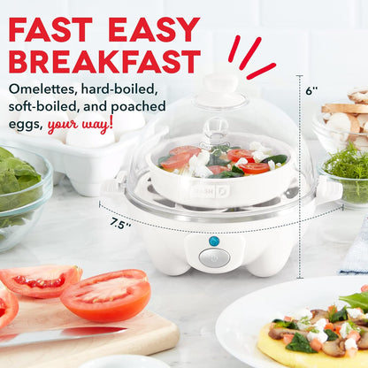 DASH Rapid Egg Cooker: 6 Egg Capacity Electric Egg Cooker for Hard Boiled Eggs, Poached Eggs, Scrambled Eggs, or Omelets with Auto Shut Off Feature - Aqua, 5.5 Inch (DEC005AQ)