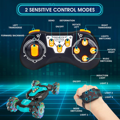 Dysaim Gesture RC Car Hand Controlled Stunt Car for 6-12 yr Boys Girls, 2.4GHz Remote Control Gesture Sensor Toy Cars Drift Twist Car with Light Music for Kids Birthday Xmas Gift