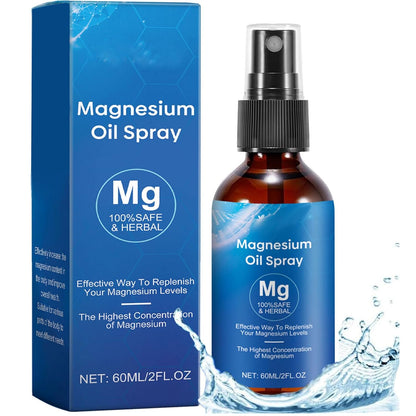 Magnesium Oil Spray, 100% Pure & Organic Natural Magnesium Oil Spray for Face, Feet, Body, Instant Absorption, Light Weight, in Glass Bottle|2 FL.OZ/60 ML