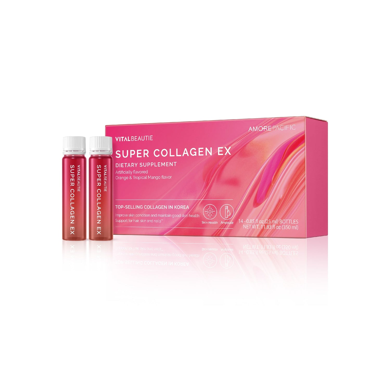 Super Collagen EX (Liquid Marine Collagen) Containing Biotin, Vitamin C, Hyaluronic Acid, L-Glutathione by AMOREPACIFIC Korean Skincare - 28 Servings