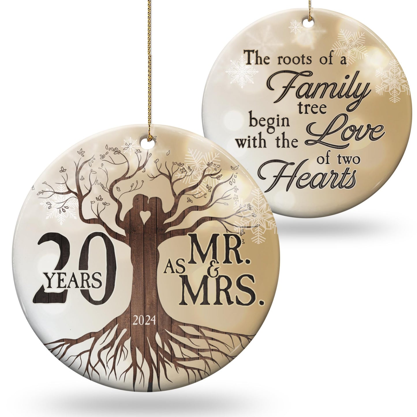 30th 2024 Wedding Anniversary Ornament - Christmas Ceramic Ornament Gift Anniversary for Couple, Parents, Friend Her Him - 30th Wedding Anniversary Present Holiday Decoration Hanging Ornament