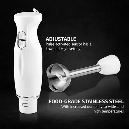 OVENTE Electric Immersion Hand Blender 300 Watt 2 Mixing Speed with Stainless Steel Blades, Powerful Portable Easy Control Grip Stick Mixer Perfect for Smoothies, Puree Baby Food & Soup, Black HS560B