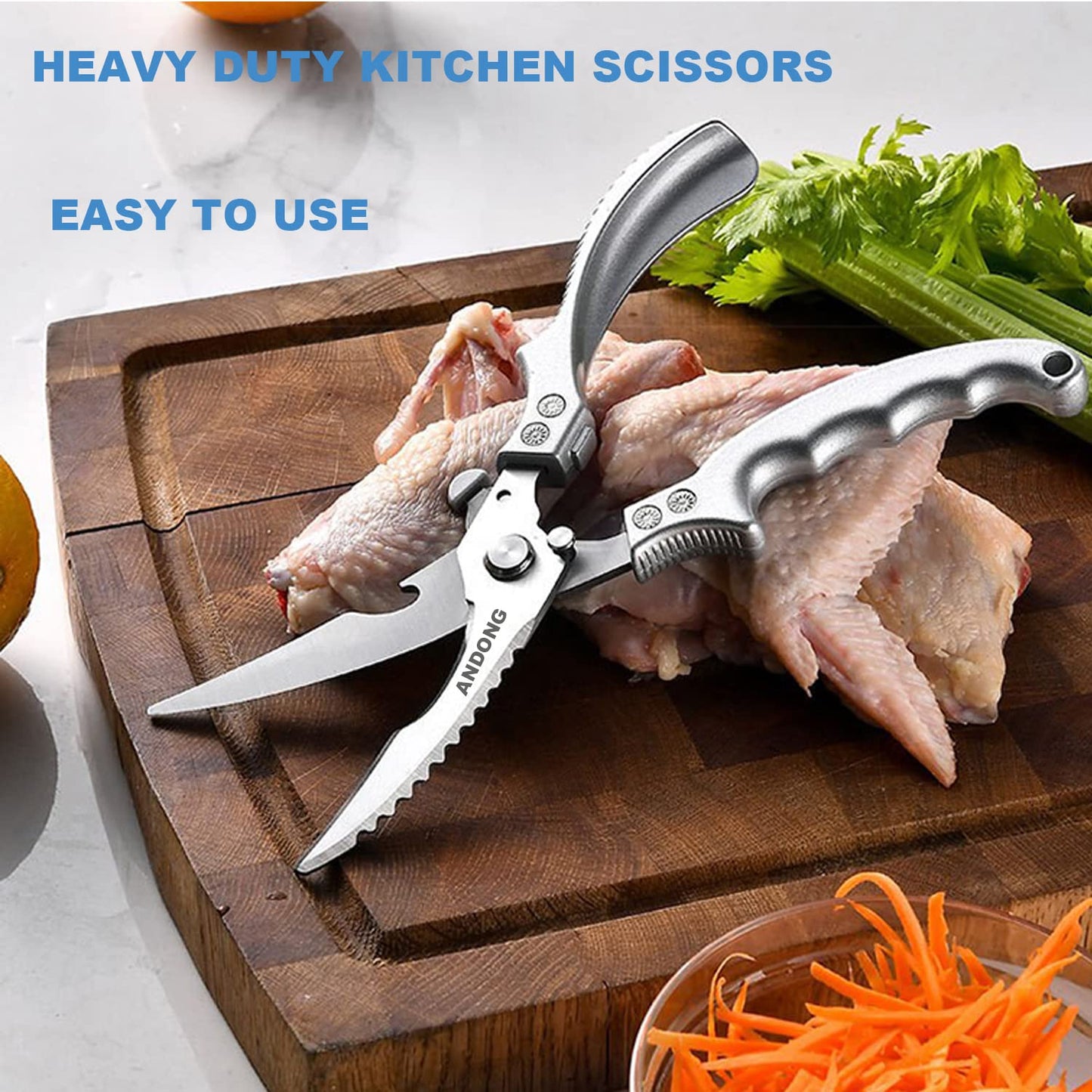 Upgrade Heavy Duty Stainless Steel Kitchen Scissors,Multipurpose Ultra Sharp Utility Scissors, Professional Poultry Shears for Bone, Chicken, Meat, Fish, Turkey,Vegetables,Barbecue Scissors.