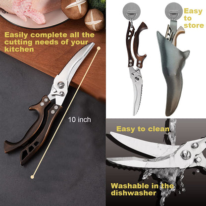 Upgrade Heavy Duty Stainless Steel Kitchen Scissors,Multipurpose Ultra Sharp Utility Scissors, Professional Poultry Shears for Bone, Chicken, Meat, Fish, Turkey,Vegetables,Barbecue Scissors.