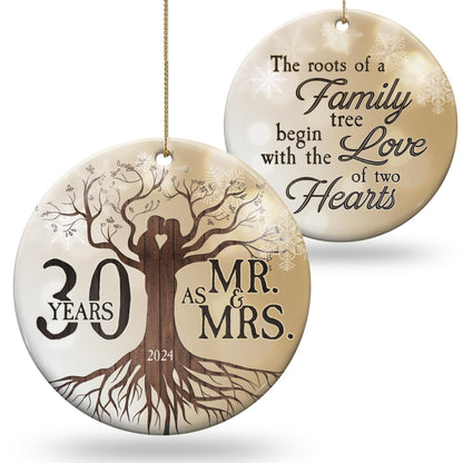 30th 2024 Wedding Anniversary Ornament - Christmas Ceramic Ornament Gift Anniversary for Couple, Parents, Friend Her Him - 30th Wedding Anniversary Present Holiday Decoration Hanging Ornament