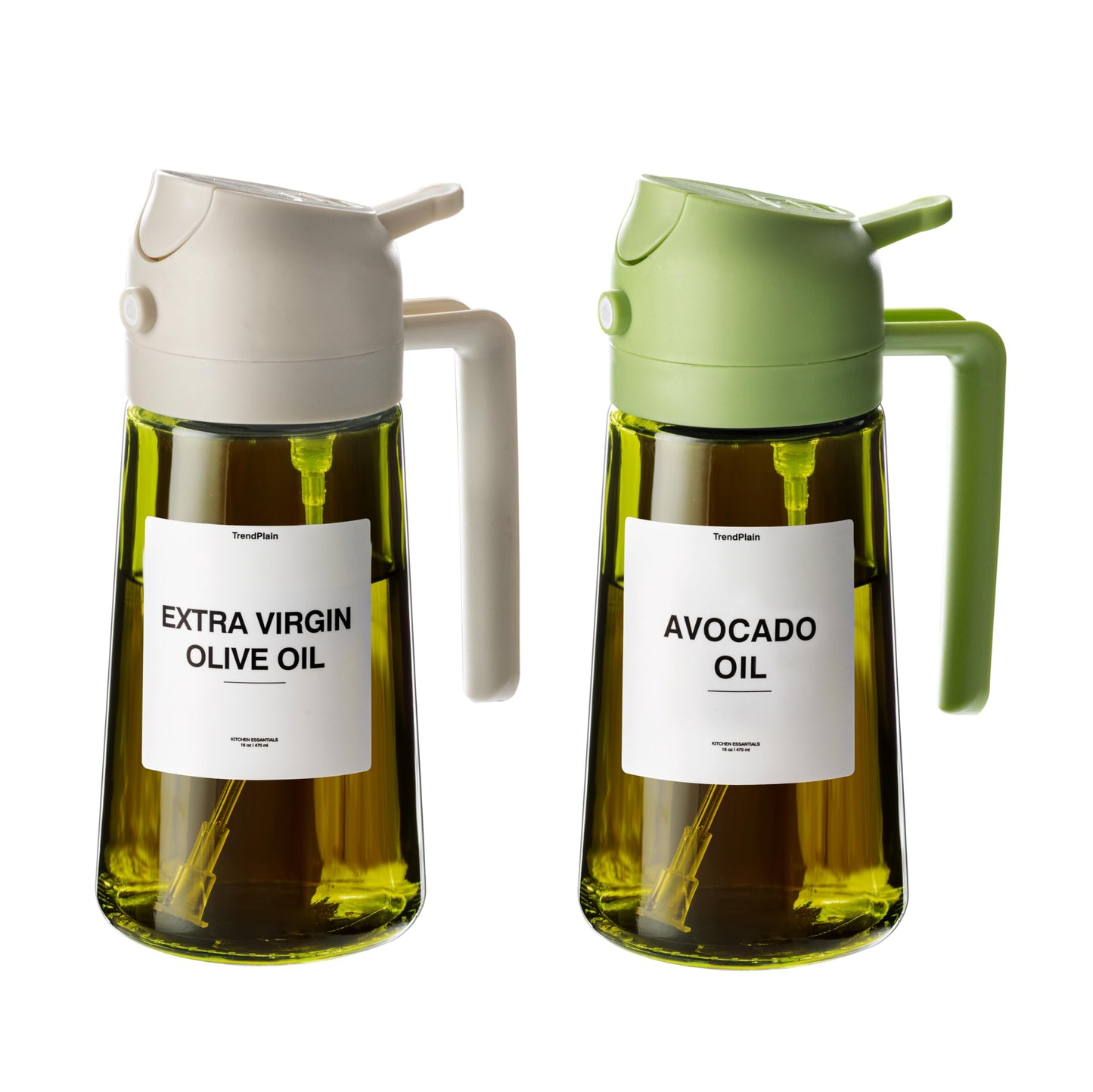 16oz Olive Oil Dispenser for Kitchen - 2 in 1 Olive Oil Dispenser and Oil Sprayer - Olive Oil Dispenser Bottle w/Stickers - Olive Oil Sprayer for Cooking Black (Light Blockage)