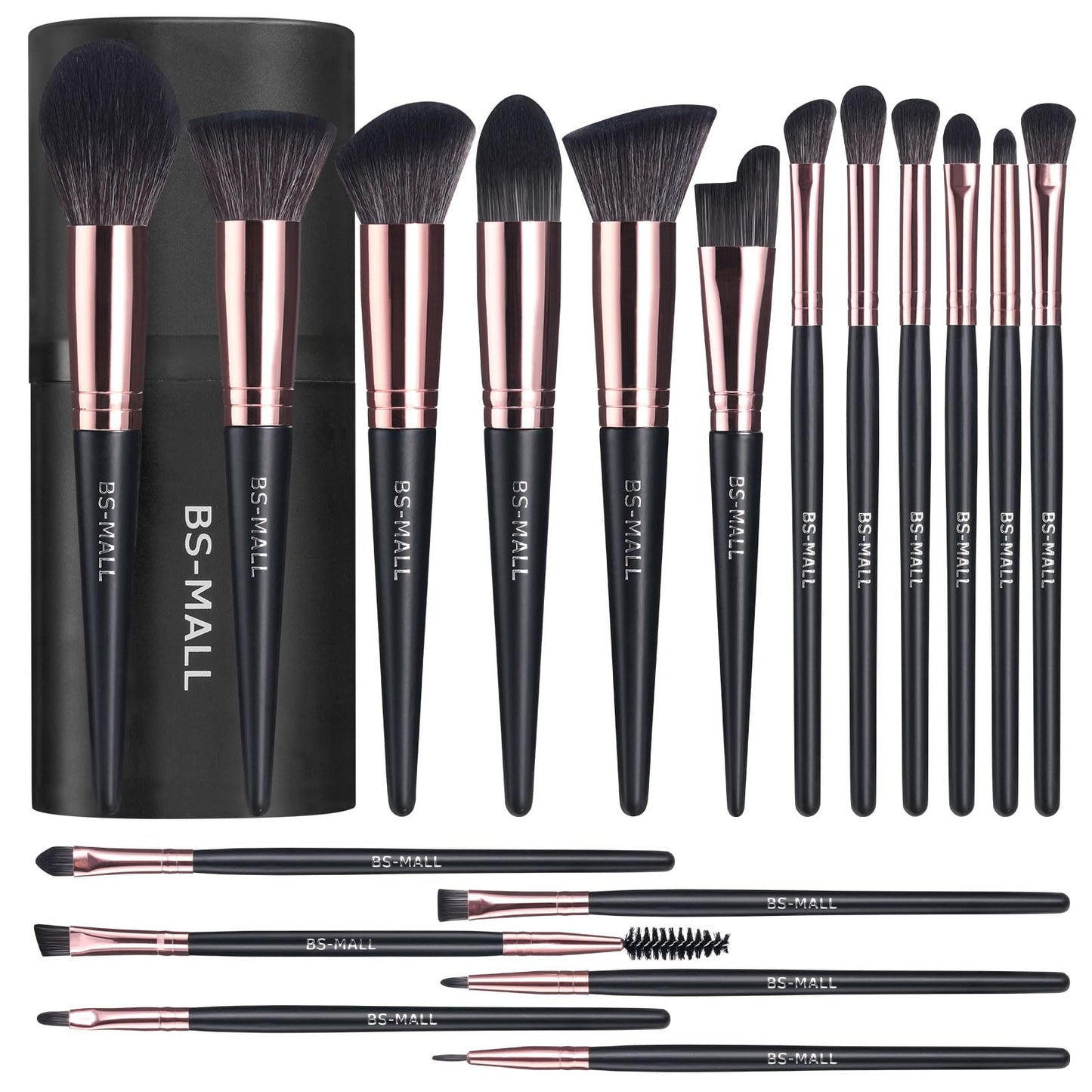 BS-MALL Makeup Brush Set 18 Pcs Premium Synthetic Foundation Powder Concealers Eye shadows Blush Makeup Brushes with black case