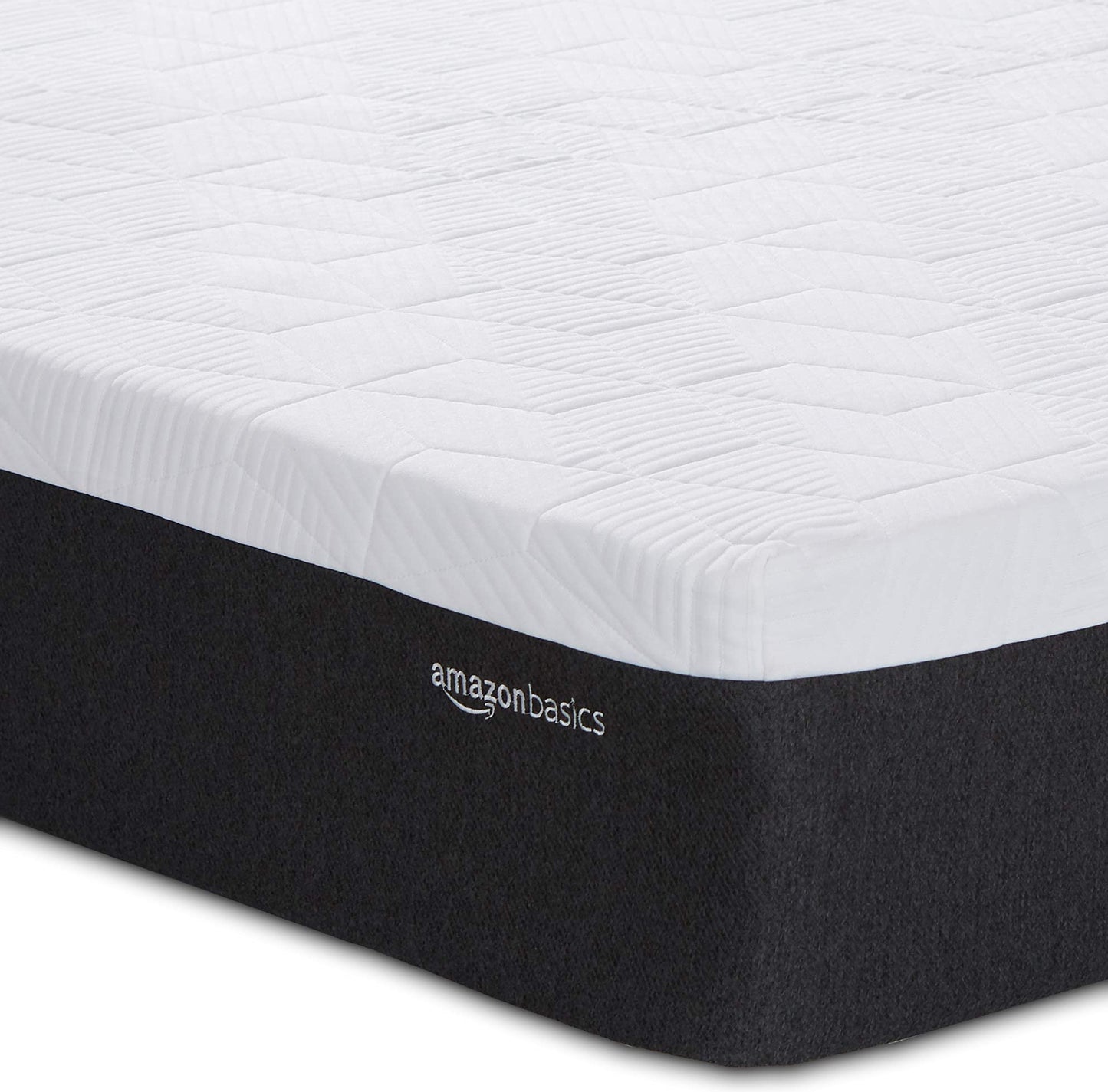 Amazon Basics Cooling Gel-Infused, Medium-Firm Memory Foam Mattress, CertiPUR-US Certified - Queen Size, 80 x 60 x 12 inches, White/Gray