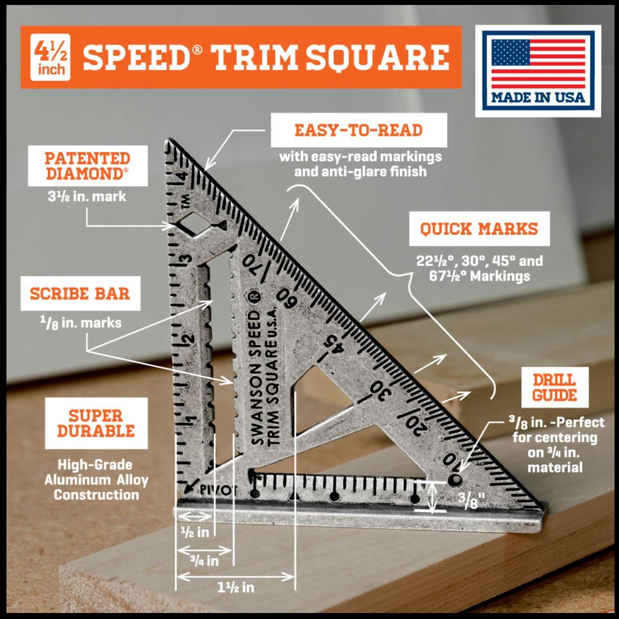 SWANSON Tool Co., Inc SW1201K Value Pack 7 inch Speed Square and Big 12 Speed Square (without layout bar) ships with Blue Book