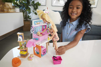 Barbie Doll & Playset, Pet Boutique with 4 Pets, Color-Change Grooming Feature & 20+ Themed Accessories