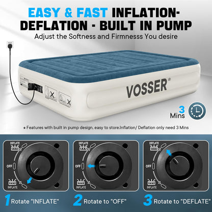 Twin Air Mattress with Built-in Pump,Fast & Easy Inflation/Deflation Inflatable Mattress, Foldable Blow Up Mattress with Storage Bag, Inflatable Bed for Home, Camping & Guests