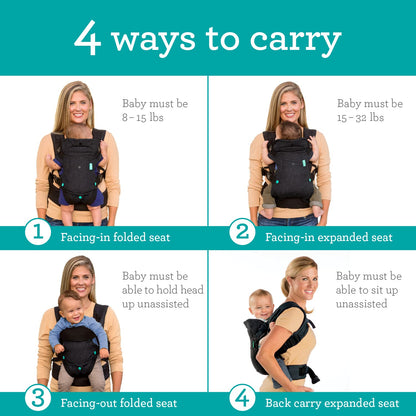 Infantino Flip Advanced 4-in-1 Carrier - Ergonomic, Convertible, face-in and face-Out Front and Back Carry for Newborns and Older Babies 8-32 lbs, Rainbow