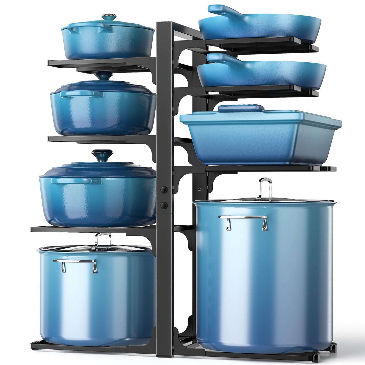 ORDORA Pots and Pans Organizer: Under Cabinet, Adjustable 8-Tier Pot Organizers inside Cabinet, Kitchen Organizers and Storage Fit 6-11 inch Lightweight Cookware