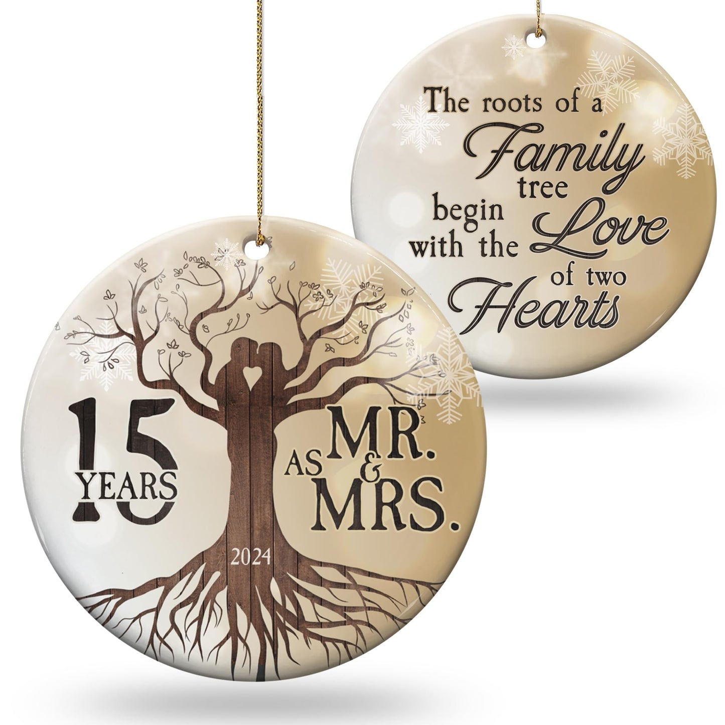 30th 2024 Wedding Anniversary Ornament - Christmas Ceramic Ornament Gift Anniversary for Couple, Parents, Friend Her Him - 30th Wedding Anniversary Present Holiday Decoration Hanging Ornament