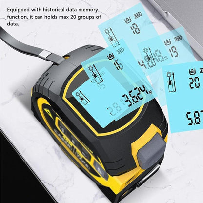 muliivevy 3-in-1 Infrared Laser Tape Measuring, Digital Tape Measure with Laser, Laser Tape Measure 3 in 1, Measuring Tape, Laser Measuring Tool (Blue, 60m(196FT))