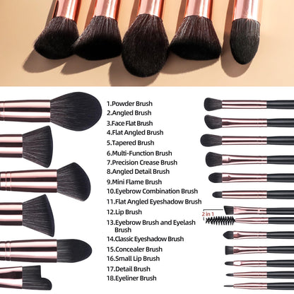 BS-MALL Makeup Brush Set 18 Pcs Premium Synthetic Foundation Powder Concealers Eye shadows Blush Makeup Brushes with black case